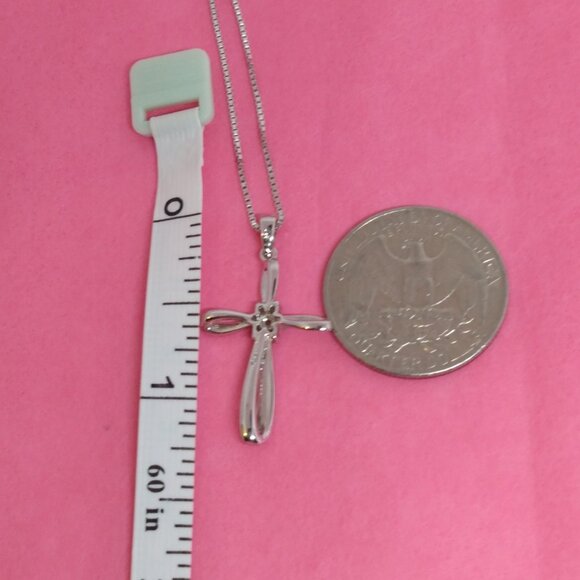 silver diamond cross,with box chain! - Picture 2 of 10